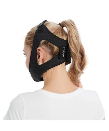 Anti Snoring Chin Strap Double Adjustable Snoring Solution/Sleep Aid for Men and Women, Stopper Chin Straps for Snoring Sleeping Mouth Breathers (Black)