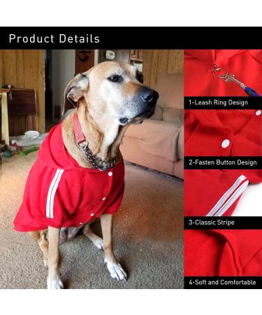 Petleso Fleece Dog Sweater & Coat for Large Dogs - Warm Red Hoodie Easy On/Off | Size 4XL - Buy Online on GoSupps.com