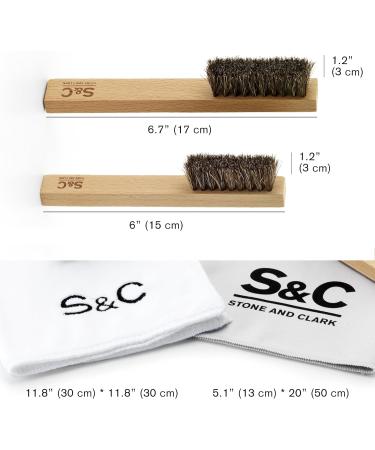 Stone and Clark Horse Hair Shoe Brush - Premium Shoe Polish Brush with 100% Horse Hair Bristles - Concaved Beech Wood Handle for Perfect Leather Polishing - Buy Online on GoSupps.com