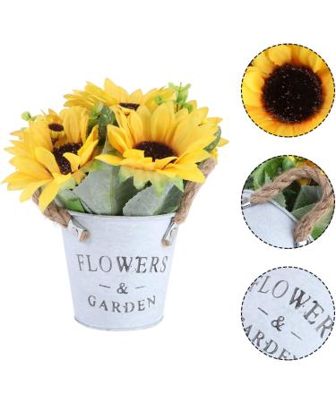 HOMSFOU 1pc Simulated Sunflower Faux Potted Plants Flower in Indoor Planters Sunflower Flower Pot Artificial Household Decor Jug Vase Sunflower Bonsai Decor Iron Plastic Twine Flowers Chic Yellow 20x11cm - Buy Online on GoSupps.com