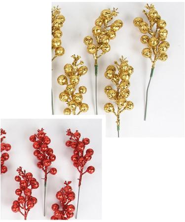 Shop 12pcs Glitter Berry Artificial Stems for Christmas & Spring Decor - Ideal for Tree Decorations & Holiday Crafts - Buy Online on GoSupps.com