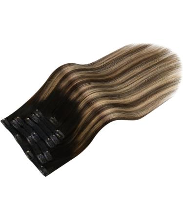 Moresoo Balayage Clip in Hair Extensions - Natural Black to Dark Brown with Golden Blonde - 18 Inch 7 Piece/120g #1B/4/14 - Buy Online on GoSupps.com