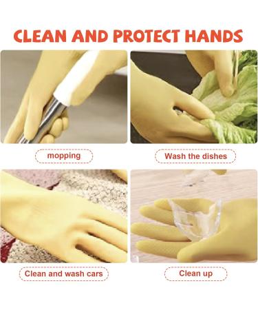 Washing Up Gloves 3 Pair 15in Elbow Length Non-Slip Latex Cleaning Gloves Skin-Friendly Elastic Protective Gloves for Cleaning Home Kitchen Bathroom Car (Fashion) - Buy Online on GoSupps.com
