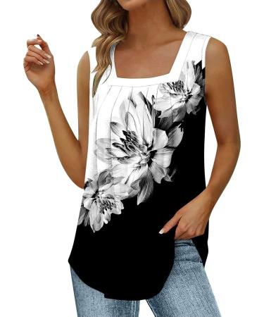 Fupinoded Women's Sleeveless Tank Top - Casual Loose Tunic Blouse | Summer Graphic Tee | Black - Size Large - Buy Online on GoSupps.com