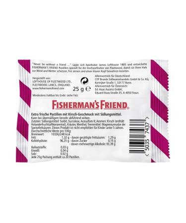 Fisherman's Friend Cherry - Sugar-Free & Vegan Candies for Fresh Breath | Exclusive 8-Pack (8 x 25g) - Buy Online on GoSupps.com
