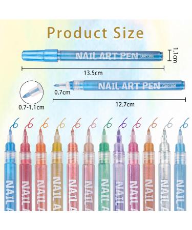 CEOBOALK 12 Metallic 3D Nail Polish Pencil Set - DIY Nail Art Graffiti & Manicure Tools for Halloween - Buy Online on GoSupps.com