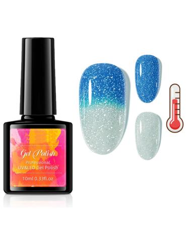 Colour Changing Gel Nail Polish UV Led Gel Nail Polish Thermal Temperature Glossy Color Changing Long Lasting Shellac Nail Polish Manicure Gel Polish For Nail Art Fashions Beauty Gifts(AD 012)