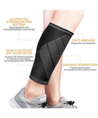 Calf Compression Sleeves for Pain Relief - 2 Pack Wading Bandage Support for Men & Women - Ideal for Training Cycling & Running - Black Size S - Buy Online on GoSupps.com