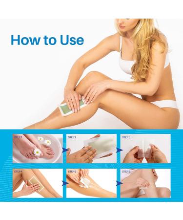 Hair Removal Wax Strips for Arms, Legs, Underarms, Eyebrows, Bikini, Brazilian - 64 Strips with Calming Oil Wipes - Buy Online on GoSupps.com