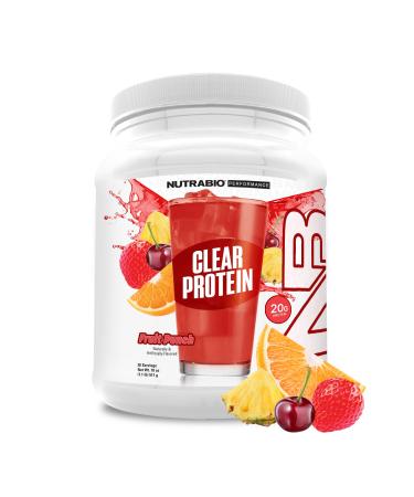 NutraBio Clear Protein Powder Fruit Punch - 20 Servings 20g Clear Whey Protein Isolate 0 Sugar 0g Lactose Refreshing Fruit Flavors GLP1 Support - Bone Health - Muscle Post Workout Recovery