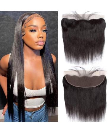 13x4 Lace Frontal Closure Ear to Ear Full Lace Frontal 12 Inch Brazilian Straight Frontal Closure Virgin Human Hair Frontal Lace Closure Natural Black 150% Density ( 12 Inch) 13x4 Straight Lace Frontal