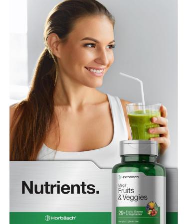 Horb ach Mega Fruits and Veggies Supplement | 100 Capsules | Vegetarian Non-GMO and Gluten Free - Buy Online on GoSupps.com