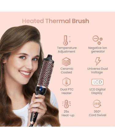 Betahouse Thermal Brush - 1.5 Inch Heated Round Curling Iron & Styling Brush for Blowout Look 9 Heat Settings Dual Voltage Ionic Technology - Perfect for Travel - Buy Online on GoSupps.com