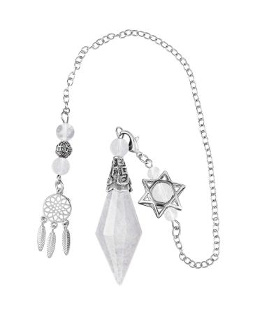 Kyeygwo Bergkristall Kegel stone pendulum for women and men double crystal point pendulum double tip quartz gemstone trailer for divination meditation scrying balance Reiki healing transparent (mountain crystal)