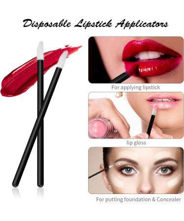 Canvalite 300 Pcs Disposable Mascara Wands, Lip Wands & Micro Applicators Set - 100 Pcs Each of Eyelash Brushes, Lipstick Wands & Makeup Brushes in Black - Buy Online on GoSupps.com