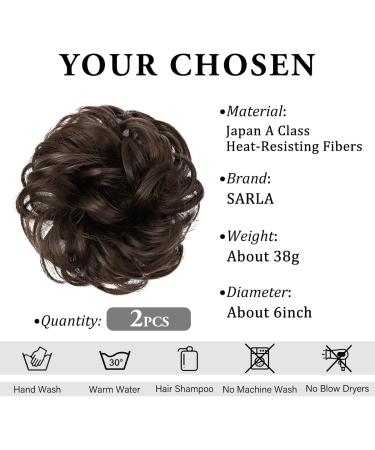 SARLA 2PCS Dark Brown Messy Hair Bun Scrunchies for Women - Synthetic Hair Extensions for Updo Hairstyles - Buy Online on GoSupps.com