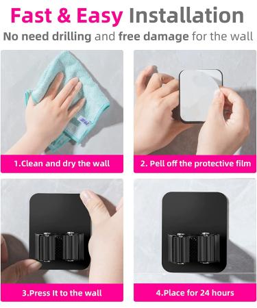 DOMAXCAI 4 Pack Broom Holder Wall Mount - Super Anti-Slip Broom Hanger Gripper for Kitchen, Bathroom, Closet, Garden, Garage - Black - Buy Online on GoSupps.com