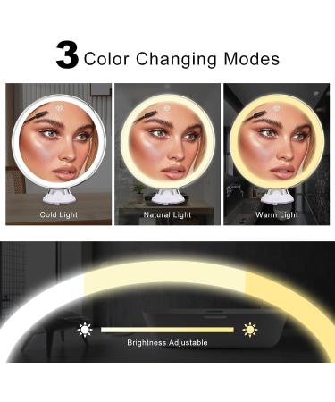 Rechargeable 10X Magnifying Lighted Makeup Mirror | Locking Suction Cup | 360 Rotation | 3 Light Modes | Portable Cosmetic Mirror for Home & Travel - Buy Online on GoSupps.com