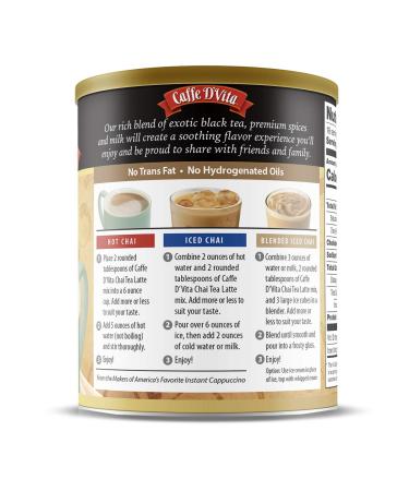 Caffe D'Vita Spiced Chai Tea Latte 1 lb. Can - Authentic & Delicious Blend - Buy Online on GoSupps.com