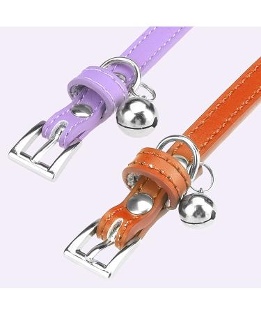 Pupteck 2 PCS Soft Leather Cat Kitten Collar - Vibrant Colors for Stylish Pets - Buy Online on GoSupps.com
