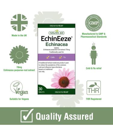 Natures Aid EchinEeze Echinacea 90 Count Vegan - Relief of Cold Symptoms - Buy Online on GoSupps.com