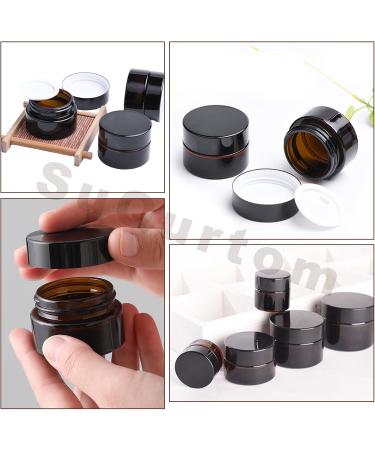 SUQURTOM 10 Pack 30ml Amber Glass Cosmetic Containers - Refillable Cream & Lotion Jars for Essential Oils - Buy Online on GoSupps.com