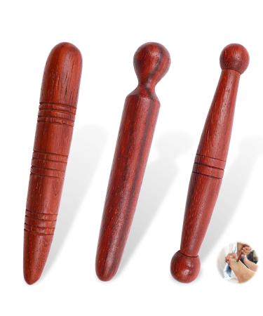 Xianzhaneu 3 pc massage stick wood massage roller massage sticker set for ears shoulder back leg sore muscles linderun relaxing deep tissue