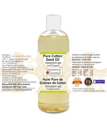 Greenwood Essential Pure Cotton Seed Oil - 200ml Cold Pressed Therapeutic Grade | Best for Skin & Hair Care - Buy Online on GoSupps.com