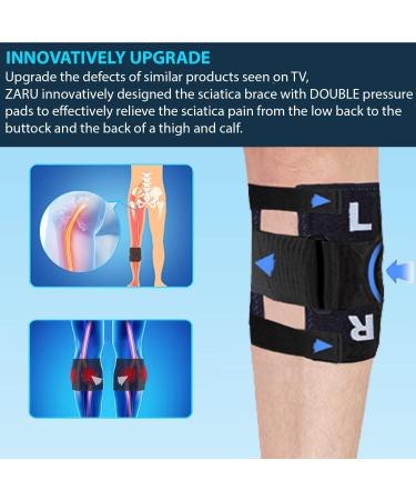 ZARU Premium Sciatica Pain Relief Brace - Unisex Acupressure Brace for Maximum Relief, Dual Pressure Pads, Targeted Compression for Lower Back, Hip - Black - Buy Online on GoSupps.com
