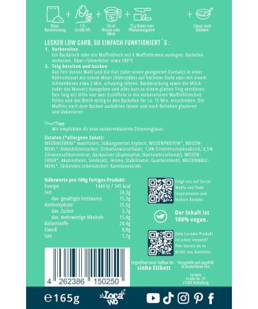Locawo Low Carb Lemon Muffins Baking Mix | 81% Fewer Carbs 96% More Protein | Vegan & Wheat Flavor Delight - Buy Online on GoSupps.com