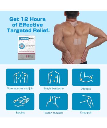 YOAPA Lidocaine Pain Relief Patch 20 Count | Maximum Strength Pain Patches for Muscle Relief in Neck Knee Back and Shoulders |12 Hour Long Lasting Relief Pains-260203-1 - Buy Online on GoSupps.com