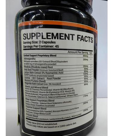 Cortisol Supplement for Women 25-in-1 Cortisol Reducer Cortisol Manager Ashwagandha for Women & Men Cortisol Supplement with Rhodiola Rosea L-Theanine for Mood Focus Sleep Support 90 Capsules 90 Count (Pack of 1) G  - Buy Online on GoSupps.com