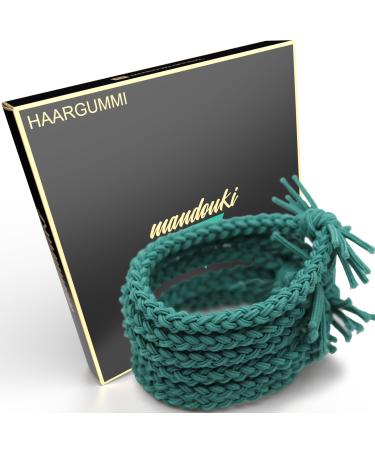 Mandouki Hair Tie (6 pieces) - Elegant braided hair ties: Ultimate hold and durability for women and girls Turquoise