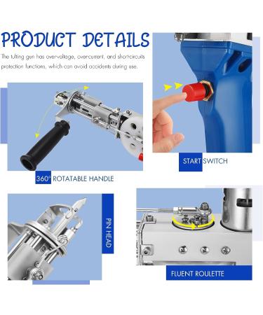 Electric Cut Pile Rug Tufting Gun - Hand Held Carpet Weaving Flocking Machine - Blue - Buy Online on GoSupps.com