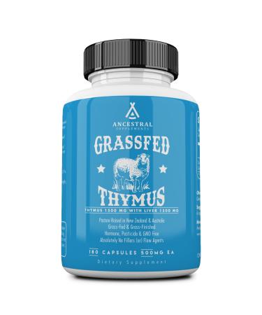 Ancestral Supplements Grass Fed Ovine (Sheep) Thymus Glandular Extract, Histamine, Allergy, and Immune Support Supplement with Grass Fed Beef Liver, Non-GMO, 180 Capsules