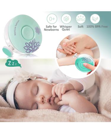 Jinpojun 6-in-1 Electric Baby Nail File - Safe Nail Care for Babies with Interchangeable Grinding Heads (Green) - Buy Online on GoSupps.com
