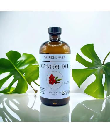 Natures Aura Organic Castor Oil 16.9 Oz | Cold Pressed Hexane-Free USDA Approved | Free Mascara Wands Included - Buy Online on GoSupps.com