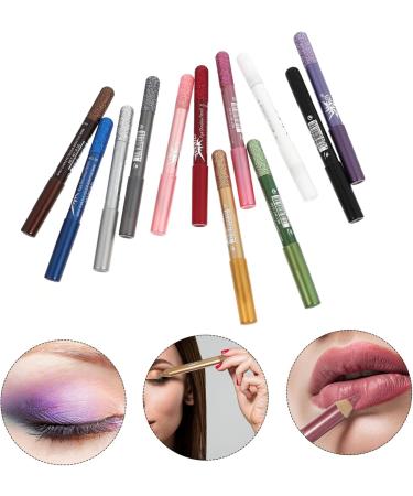 Baluue 12pcs Pearlescent Eyeshadow Pencil Waterproof Gel Eyeliner Natural Look Eyes Liner Eye Glitter Wood 12.5X0.5cm Assorted Color - Buy Online on GoSupps.com