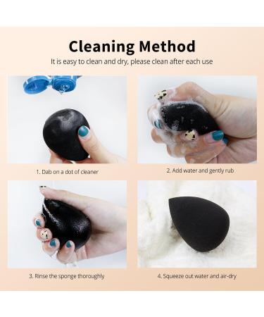 BEAKEY Makeup Sponge Set Foundation Blending Beauty Sponge Makeup Applicator Flawless for Liquid Cream and Powder Latex Free and Vegan Makeup Sponges-5 Pcs Black - Buy Online on GoSupps.com