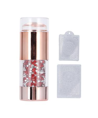 Nail Art Stamper Nail Stamping Tool Silicone Double Head Nail Stamper with Stamping Plates Manicure Tool Manicure Nail Art Tool Silicone Nail Art Printer Manicure Tool with Caps