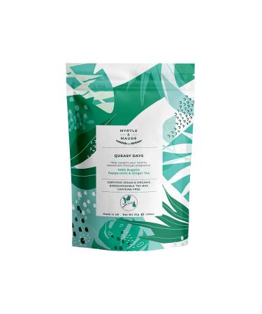 Myrtle & Maude - Queasy Days Tea - Nausea Relief and Morning Sickness Support - 100% Organic Peppermint & Ginger Tea - Caffeine Free - Certified Vegan (15 Tea Bags)