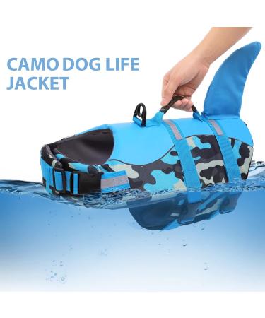 Shop Cit toile Dog Life Jacket - Safe & Lightweight Swimming Vest for All Sizes - Blue Camouflage Reflective Handle Included - Buy Online on GoSupps.com