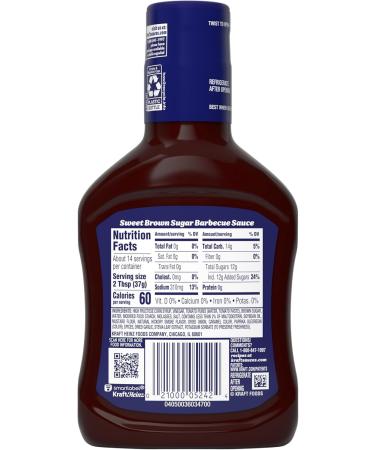 Kraft Sweet Brown Sugar Slow-Simmered Barbecue BBQ Sauce 18 oz Bottle (Pack of 2) Bundle With a Snack Scout Basting Brush - Buy Online on GoSupps.com