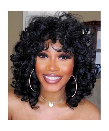 Porsmeer afro wig women Synthetic Large Loose Wig Natural Hair for Women Men Kinky Curly with pony short wigs for black women (black) - Buy Online on GoSupps.com