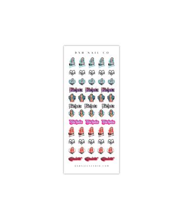 DXH NAIL Karol G Bichota Nail Decals Colombian Reggaeton Music Fan Water Transfer Nail Sticker for Nail Art Designs Acrylic Press-on Nail Accessories  Blue  Purple