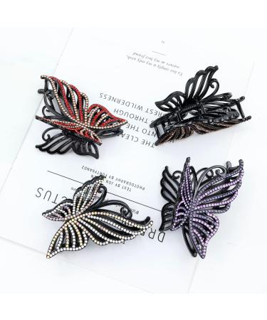 inSowni Korean Glitter Rhinestone Hair Clips Set - Moon Leaf Butterfly Barrettes for Thick Long Hair - 4 Pack - Buy Online on GoSupps.com