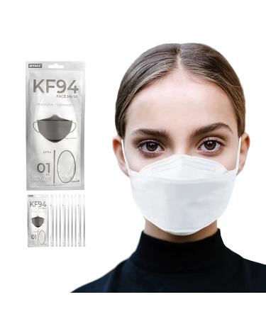 [Pack of 10-WHITE] NYBEE KF94 Mask Made in Korea for Adult, 4 Layer, Breathable, Lightweight Comfortable Earloops, Premium
