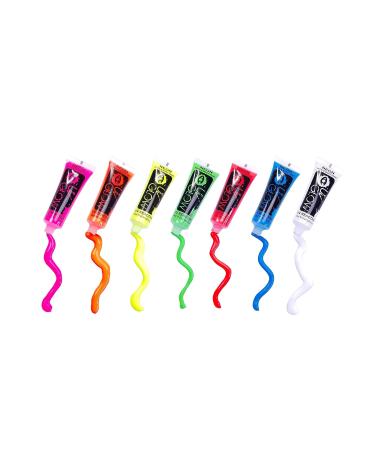 UV Body Paint Set - 7 Luminous Neon Colors (10ml Each) for Black Light Body Painting - Buy Online on GoSupps.com