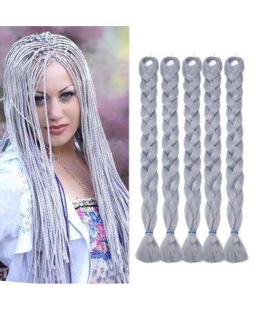 Tess 41 "Braids Extensions Kunsthaar crochet jumbo braids synthetic braiding hair 5pcs 165g/bundle 100cm extensions silver gray 104 cm (5 pieces) gray - Buy Online on GoSupps.com