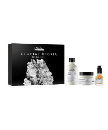 L'Oréal Professionnel, Metal Detox Gift Set, Anti-Metal Routine, Damaged & Brittle Hair, Shampoo + Mask + Oil Trio, Serie Expert Limited Edition